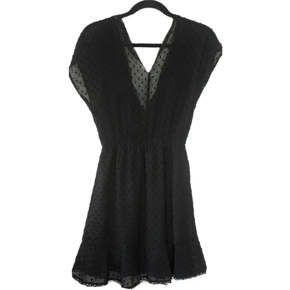 LUSH FAUX WRAP DRESS - BLACK - Picture 2 of 6